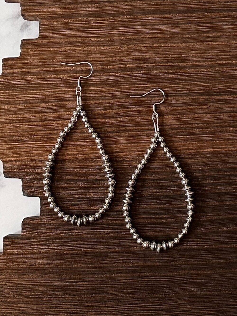 Handmade Triple Saucer 6mm Stainless Steel Western Pearl Teardrop Earrings